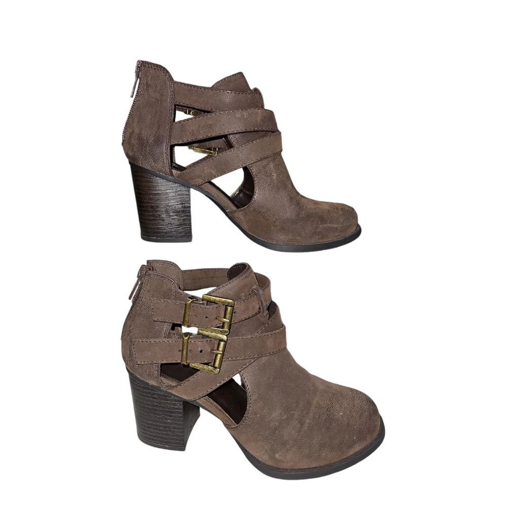 Soda Women's Brown Leather Ankle‎ Boots Size 6.5